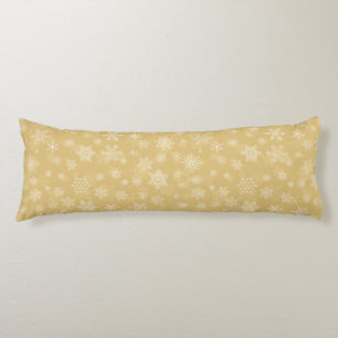 Christmas Gold,white Snowflakes Body Cushion