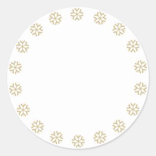 Christmas Gold white snowflakes border blank cute Classic Round Sticker
