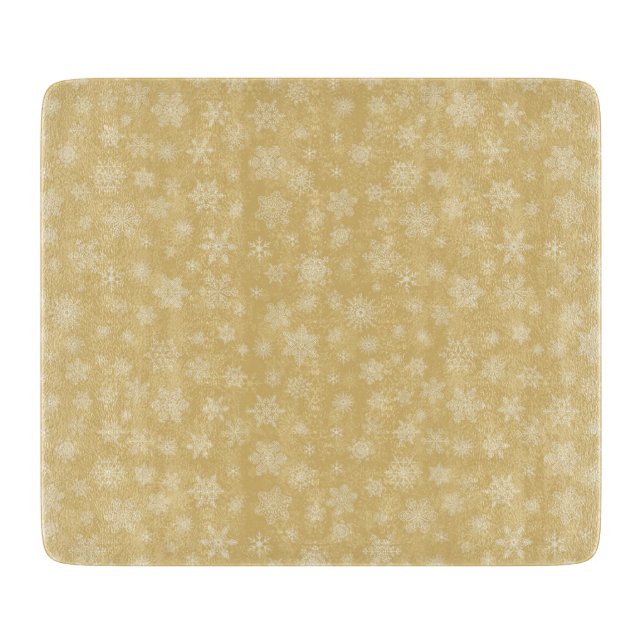 Christmas Gold,white Snowflakes Cutting Board (Front)