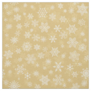 Christmas Gold,white Snowflakes Fabric