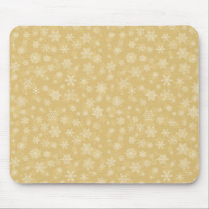Christmas Gold,white Snowflakes Mouse Mat