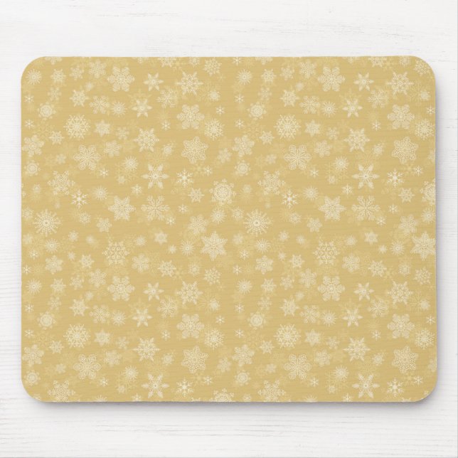 Christmas Gold,white Snowflakes Mouse Mat (Front)