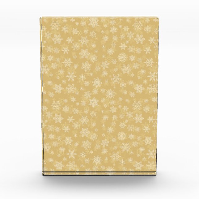 Christmas Gold,white Snowflakes Photo Block (Front)
