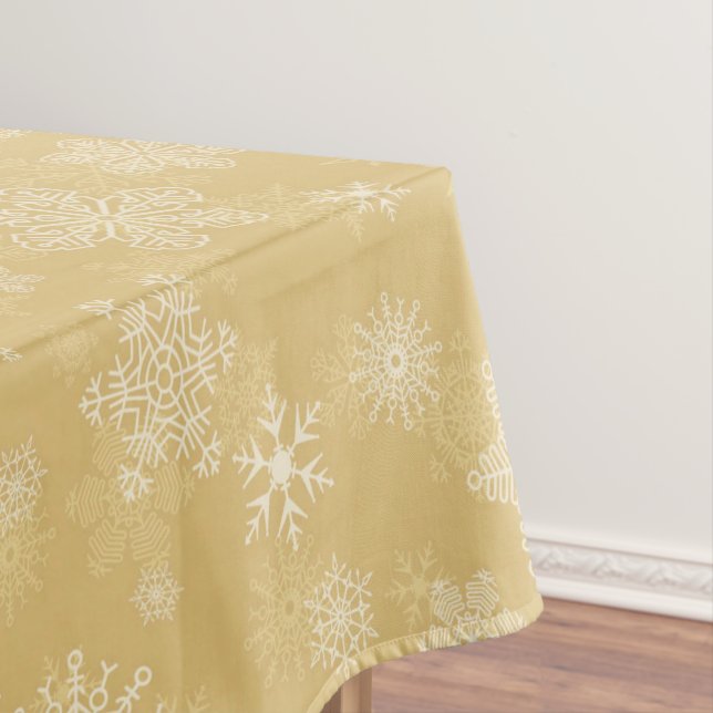 Christmas Gold,white Snowflakes Tablecloth (In Situ)