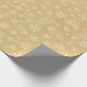 Christmas Gold,white Snowflakes Wrapping Paper