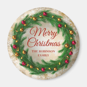 Christmas Gold Winter Sparkle Festive Wreath Magnet