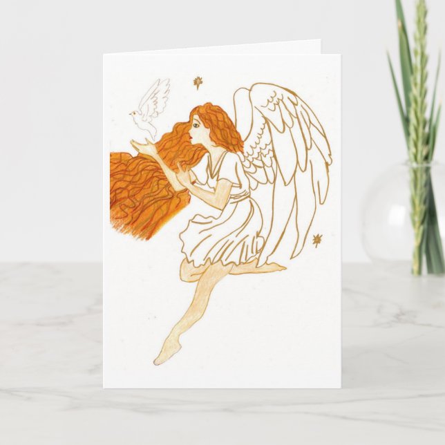 Christmas golden angel holiday card (Front)