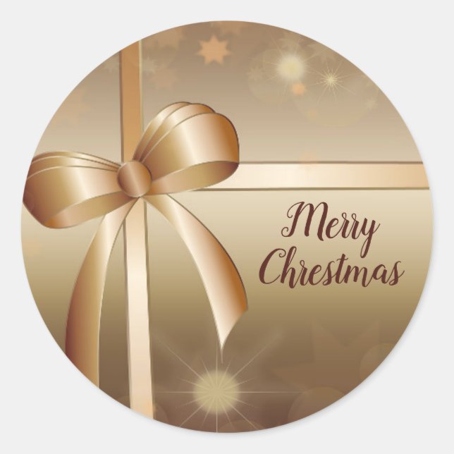 Christmas Golden Elegant Stylish Classic Round Sti Sticker (Front)