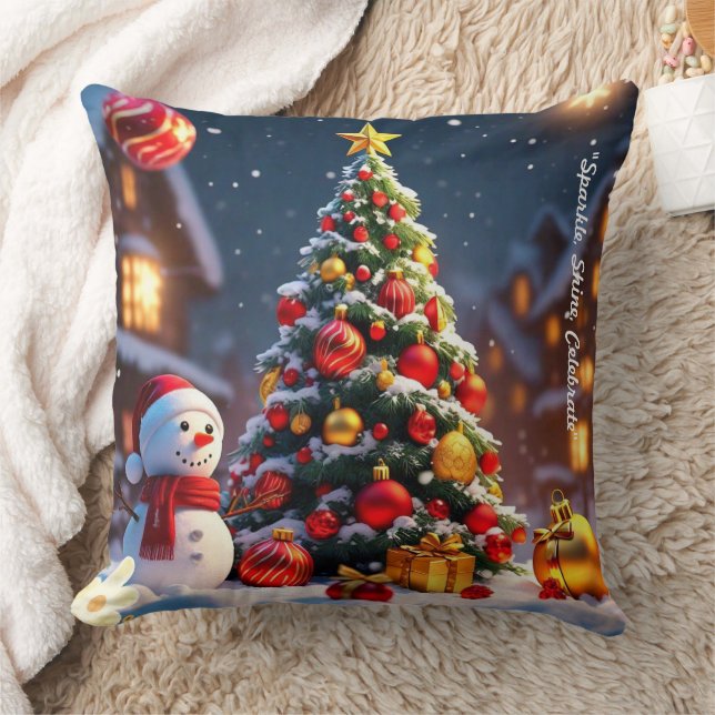 "Christmas Golden Glow" Cushion (Blanket)