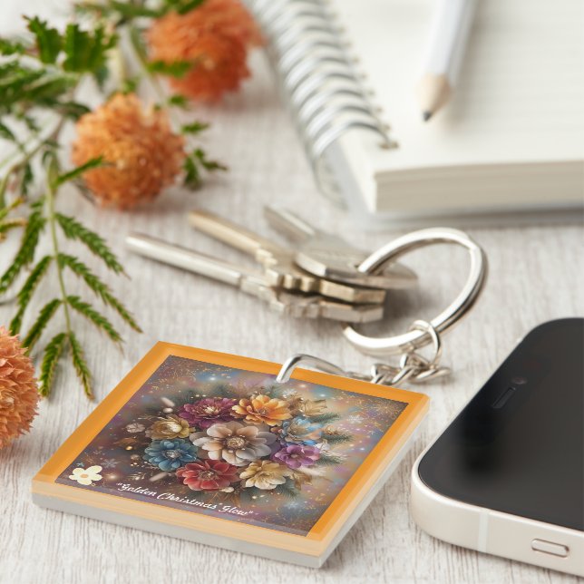 "Christmas Golden Glow" Key Ring (Front Right)
