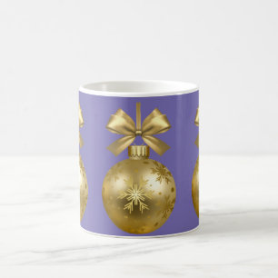 Christmas Golden Ornament Purple&White Coffee Mug