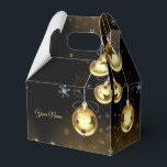 Christmas Golden Ornaments Shiny Stars Black Favour Box<br><div class="desc">Christmas Golden Ornaments Shiny Stars Black Favour Boxes. Unique,  beautiful,  stylish design. Easy to be personalised. Font style,  size and colours can be changed. Matching items available.</div>