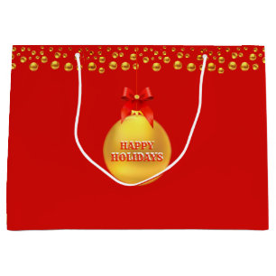 Christmas Golden Polka Dots Large Gift Bag