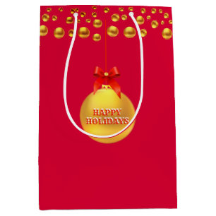 Christmas Golden Polka Dots Medium Gift Bag