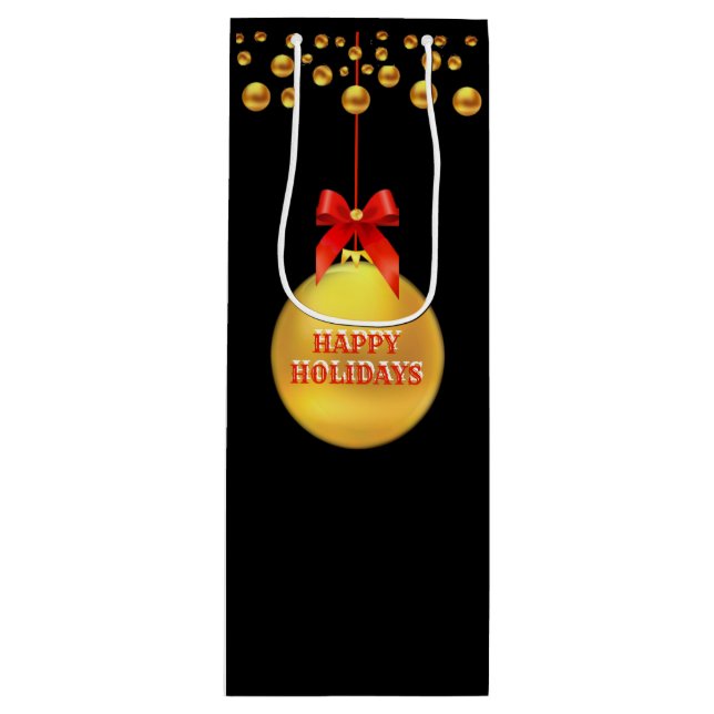 Christmas Golden Polka Dots Wine Gift Bag (Front)