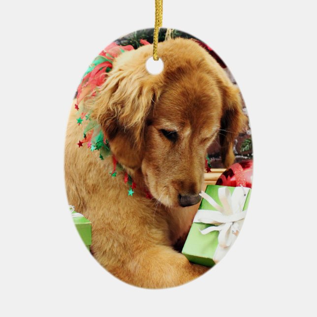 Christmas - Golden Retriever - Addison Ceramic Tree Decoration (Front)
