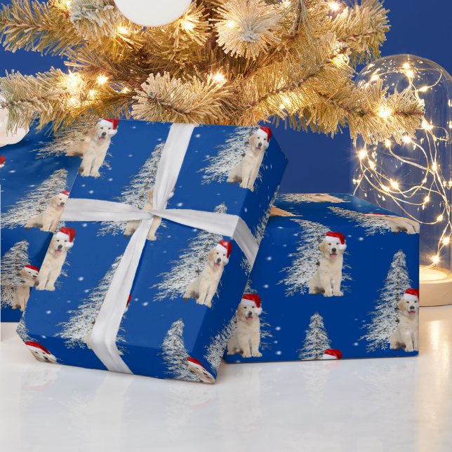 Christmas Golden Retriever and Tree Wrapping Paper (Holidays)