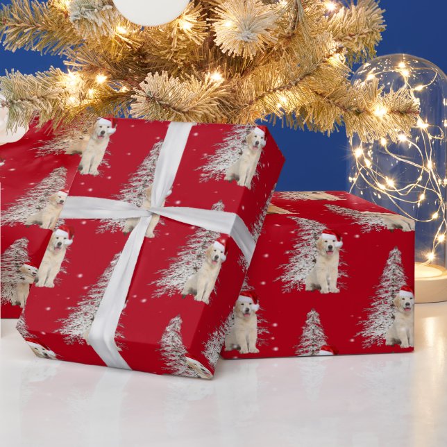 Christmas Golden Retriever and Tree Wrapping Paper (Holidays)