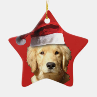 Christmas Golden Retriever Ceramic Tree Decoration