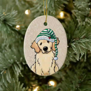 Christmas Golden Retriever Ceramic Tree Decoration