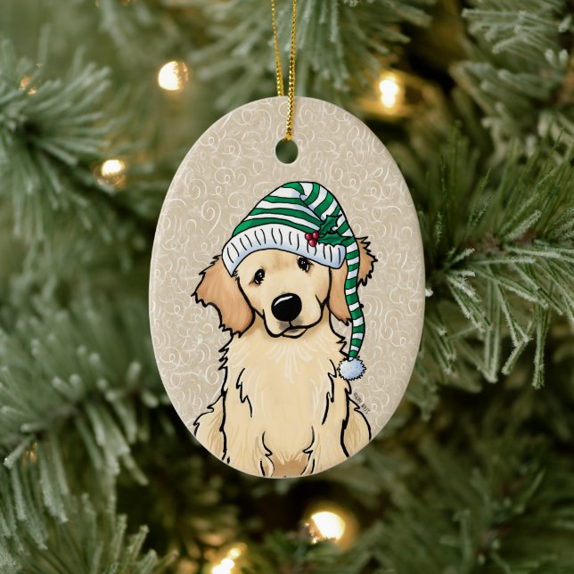 Christmas Golden Retriever Ceramic Tree Decoration (Tree)