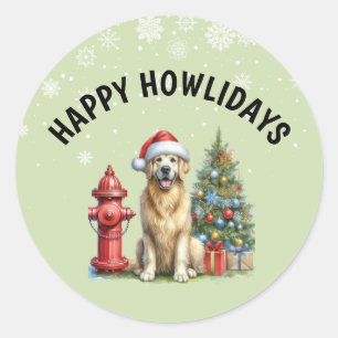 Christmas Golden Retriever Classic Round Sticker