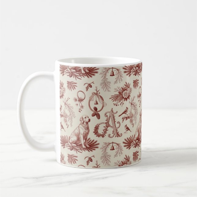 Christmas Golden Retriever Dog Letter A Gift Coffee Mug (Left)