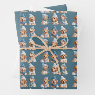 Christmas Golden Retriever Dog Lover Dogs Owner Wrapping Paper Sheet