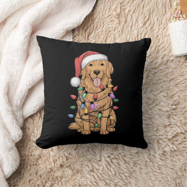 Christmas Golden Retriever Dog Lover Gift Mum Dad Cushion (Blanket)