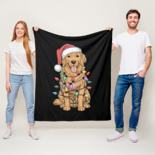 Christmas Golden Retriever Dog Lover Gift Mum Dad Fleece Blanket