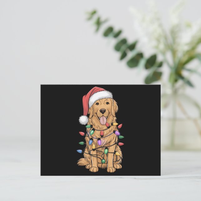 Christmas Golden Retriever Dog Lover Gift Mum Dad Holiday Postcard (Standing Front)
