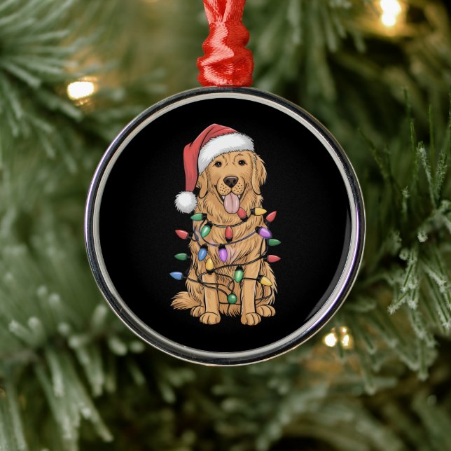 Christmas Golden Retriever Dog Lover Gift Mum Dad Metal Tree Decoration (Tree)