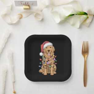 Christmas Golden Retriever Dog Lover Gift Mum Dad Paper Plate