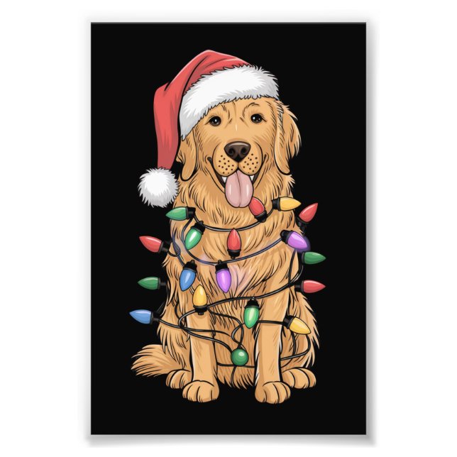 Christmas Golden Retriever Dog Lover Gift Mum Dad Photo Print (Front)
