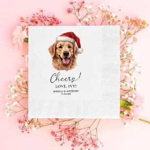 Christmas Golden Retriever Dog Personalised Cheers Napkin