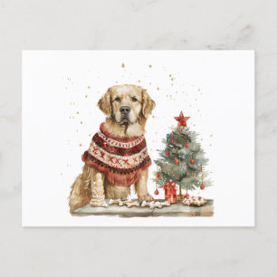 Christmas Golden Retriever Dog Postcard