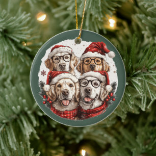 Christmas Golden Retriever Dogs Ceramic Tree Decoration