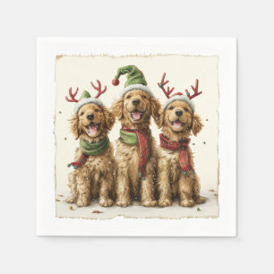 Christmas Golden Retriever Dogs Napkin
