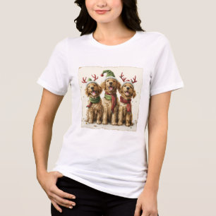 Christmas Golden Retriever Dogs Tri-Blend Shirt