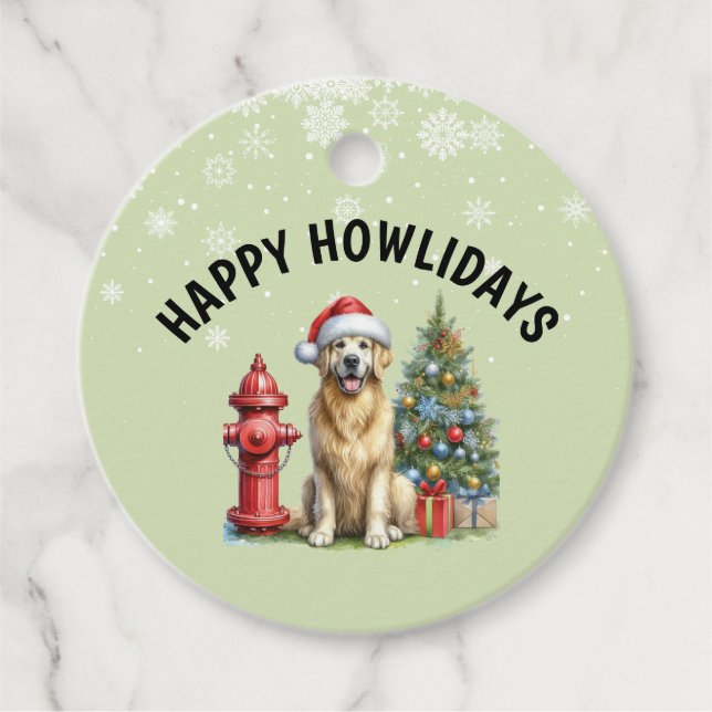 Christmas Golden Retriever Favour Tags (Front)