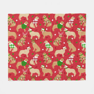 Christmas Golden Retriever Fleece Blanket