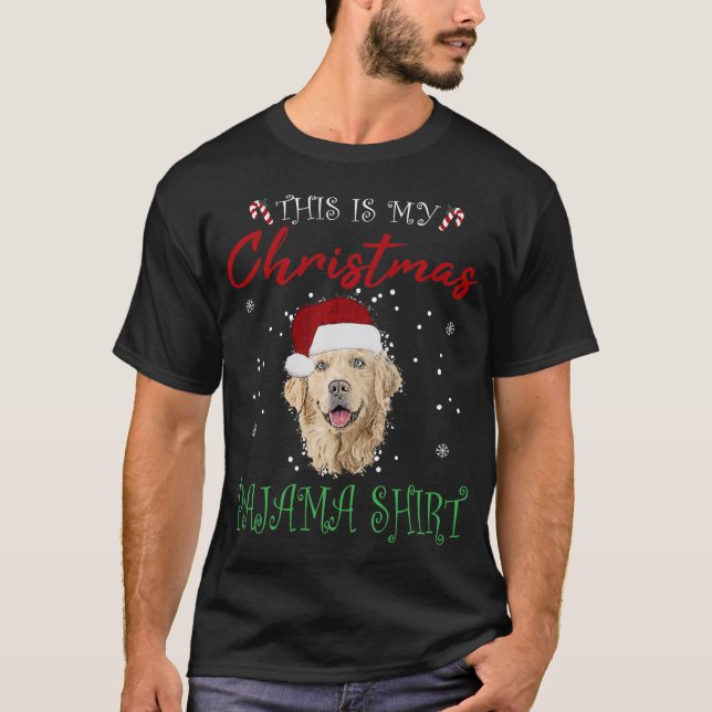 Christmas Golden Retriever Gift Pajama Dog Puppy T-Shirt (Front)