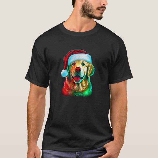 Christmas Golden Retriever Happy New Year Gift Dog T-Shirt (Front)