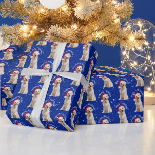 Christmas Golden Retriever In Snowflakes Wrapping Paper