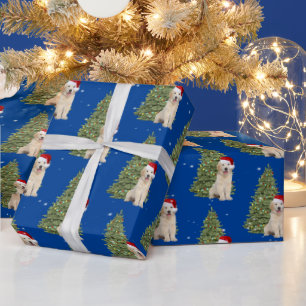 Christmas Golden Retriever In Snowflakes Wrapping Paper