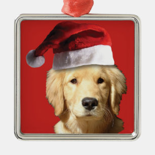 Christmas Golden Retriever Metal Tree Decoration