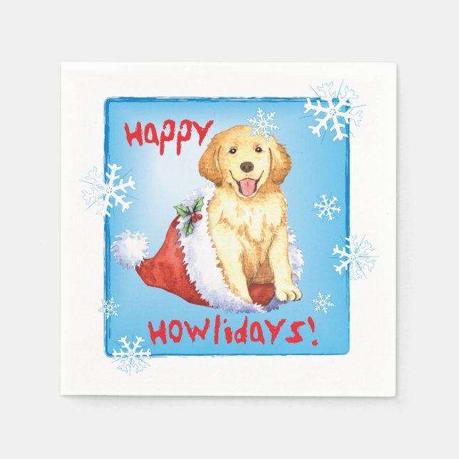 Christmas Golden Retriever Napkin (Front)