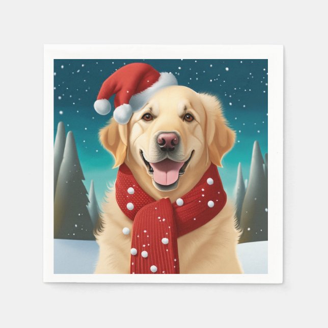 Christmas Golden Retriever Napkins (Front)