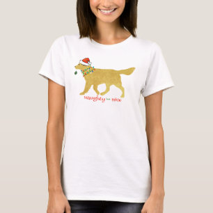 Christmas Golden Retriever Naughty but Nice T-Shirt