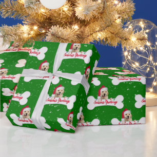 Christmas Golden Retriever on Bone Wrapping Paper